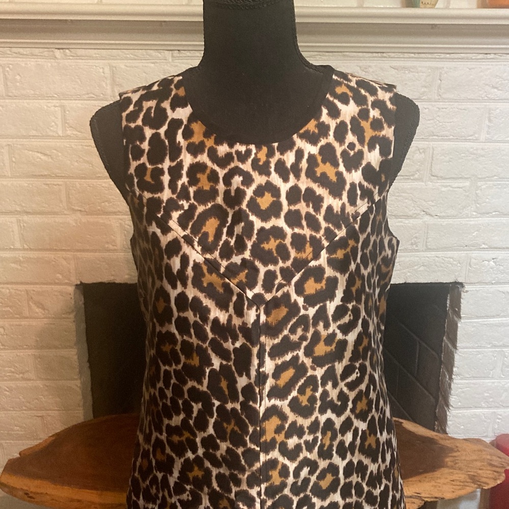 J. Crew Leopard Print Sleeveless Dress in Black, Brown, Cream 2T